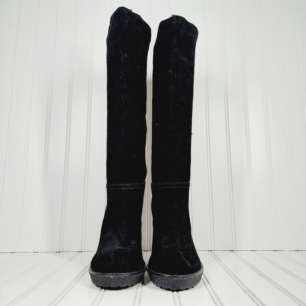 Envy Katima Black Suede Women's Tall Platform Heeled Boots I667 - Picture 3 of 14